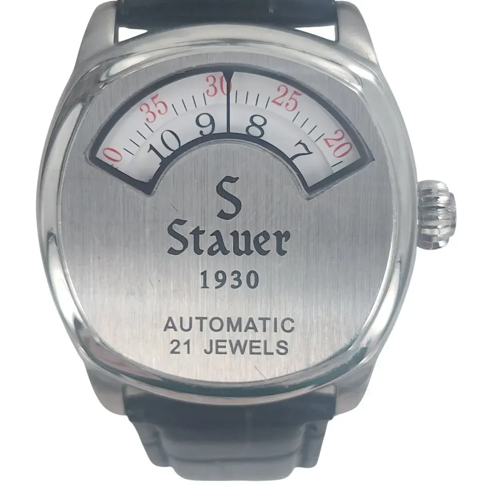 Stauer 1930 Automatic Men's Watch - Silver Dial, Black Strap